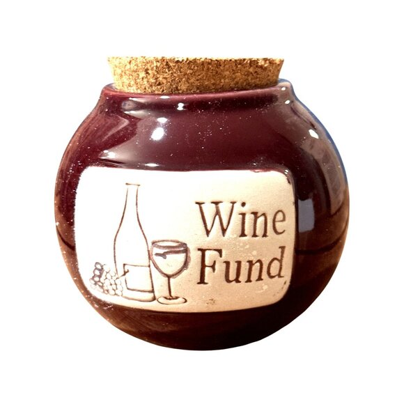 Muddy Waters Pottery Wine Fund Ceramic Jar Funny Savings Bank For Wine Lovers - Picture 2 of 9